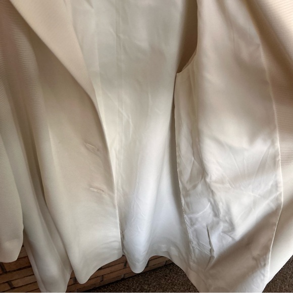 The Women’s Shop Vintage Ribbed Long Cream Button Trench Over Coat - Picture 6 of 10